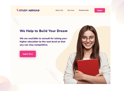 Landing Page abroad design first post illustration study ui design