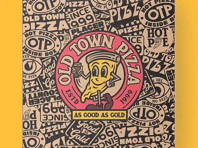 Old Town Pizza Box Mock up 1 branding california food food and beverage identity illustration logo packaging pizza restaraunt snacks typography