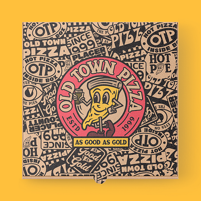 Old Town Pizza Box Mock up 1 branding california food food and beverage identity illustration logo packaging pizza restaraunt snacks typography