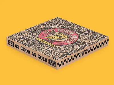Old Town Pizza Box Mock up 2 badge beer branding california character crust food food and beverage illustration lettering packaging pizza typography