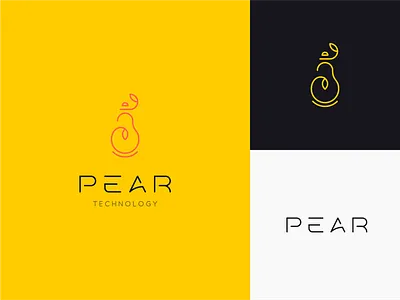 PEAR Technology branding cleverlogo creative design fruit icon idea identity it lightbulb logo logotype mark minimal modern pear symbol technology vector yellow