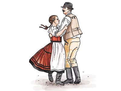 Dancing couple costume dance digital illustration illustration traditional traditions watercolor youth