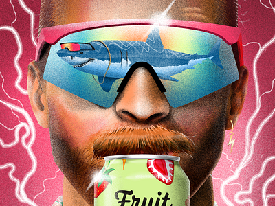 Fruit Smash Illustrations drink illustration ocean palms pool seltzer waves