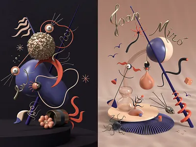 Miro Paintings Turned Into 3D Art 3d 3d art arnold art c4d cg art composition miro