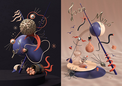 Miro Paintings Turned Into 3D Art 3d 3d art arnold art c4d cg art composition miro