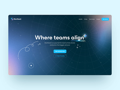 Startbeat 👨‍🚀 – Hero animation animation hover landing page motion graphics space ui web web design
