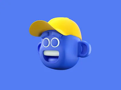 Merch 3d character design eyes face hat illustration smile
