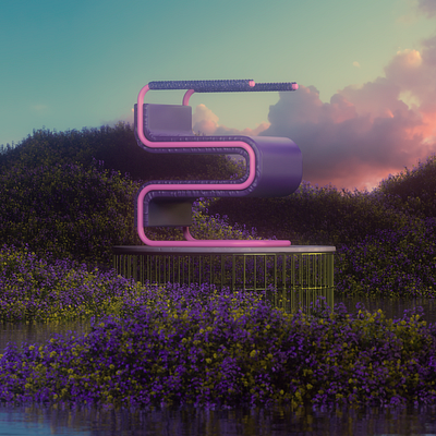 Letter E 36daysoftype 3d 3d art 3d modeling 3dtype 3dtypography architecture design c4d camilociprian cgi chair design clouds design landscape letter e render sky typography art