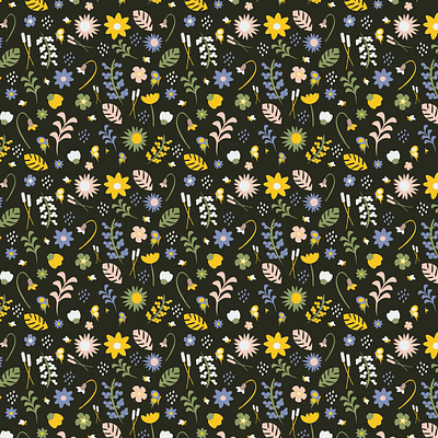 Happy Pattern Camper flowers illustration pattern skillshare vector illustration