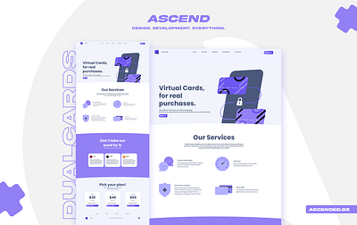 Dual Cards Landing page branding design flat landing page landing page design light theme minimal modern purple saas app soft ui website