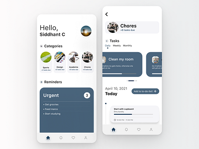 UI design for a Task Manager App. app chores clean design elegant icon reminders taskmanager ui ux vector