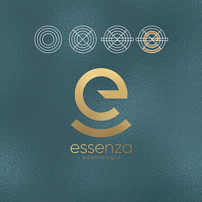 Essenza Odontologia dentist dentist logo dentistry e gold grey letter e logo odontology smile