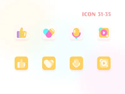 ICON DESIGN 31-35 column favourite heart icons like microphone music player yellow