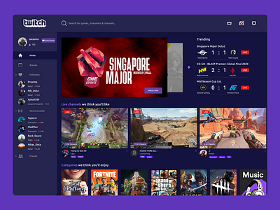 Twitch Redesigned Landingpage dark mode design landingpage ui web