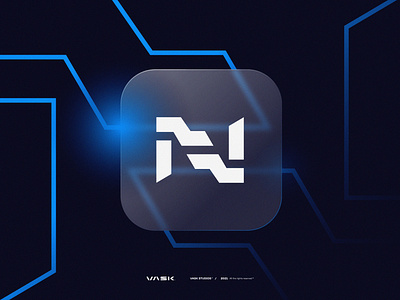 Nexus™ 99designs app blue brand frost frosted gradient graphic design icon illustration liquid logo logo design mark minimal monogram symbol ui ux web