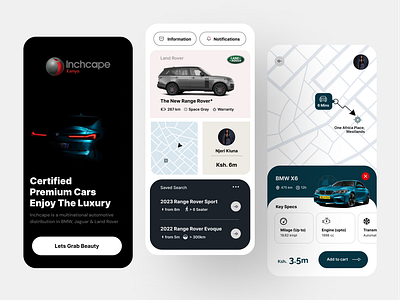 Inchcape Car Dealers App automotive cars branding car engeneering contemporary freebie ios landing page marketing material design nairobi range rover remote truck ux designer