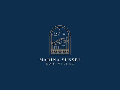 Marina Sunset Bay Villas bay beach beach logo branding elegant logo illustration logo branding logo design logo ideas m logo marina marina sunset marina sunset bay villas sunset sunset illustration sunset logo v logo villa logo village villas