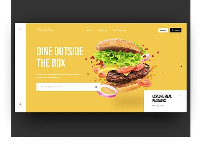 Design concept for food delivery and restaurant agregator compan concept design desktop app food interaction interface landing light meal plan meals restaurant restaurant app ui user experience user interface design ux web web app website yellow