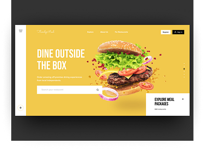 Design concept for food delivery and restaurant agregator compan concept design desktop app food interaction interface landing light meal plan meals restaurant restaurant app ui user experience user interface design ux web web app website yellow