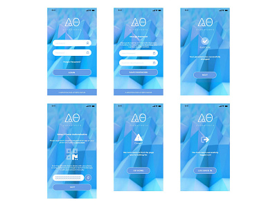 AlphaTheta Mobile Application in Cryptocurrency Sphere 2 factor 2factor 2factorauthentication adobe xd adobexd app application authentication blockchain cryptocurrency design error error page login logout mobile mobile app mobile design reset password success