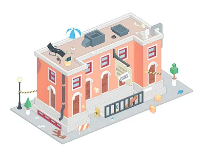 Pandemic buildings abandoned building city empty house illustration living pandemic street vector