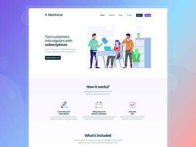 Subscription Service Landing Page Concept Design app branding business customers figma illustration landing page landingpage landingpage design loyals product design productdesign sketch subscription subscriptions typography ui uiux ux web