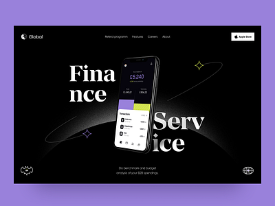Global app: Hero exploration app design branding budget expenses finances fintech hero identity ios landing page payments product page productdesign