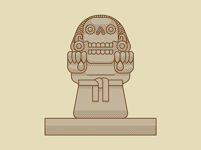 Mictecacihuatl, the Aztec goddess of death and the underworld aztec death digital illustration face goddess illustration kneel mexico mexico city mictecacihuatl skeleton skull statue stone