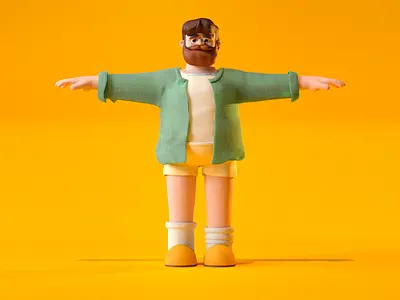 Character TPose Detailed 3d animation character character animation cinema4d palette render retro yellow