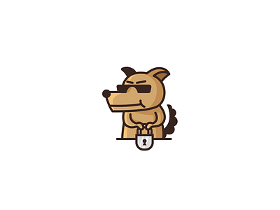 Guard dog animal brand branding cartoon character design dog guard lock logo logotype mascot modern padlock security