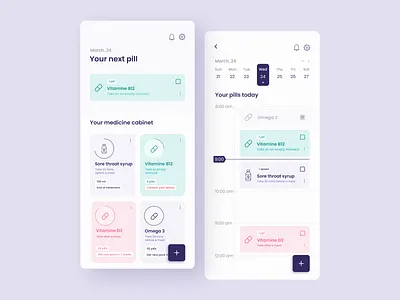 Pill reminder 💊 calendar ui digital agency doctor app health health app health tracker medicine medicine app medicines minimalism mobile ui mobile uiux pill reminder pill reminder app uiuxdesign
