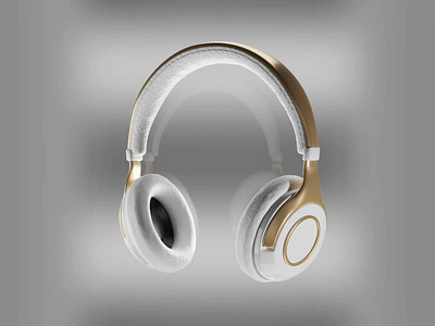 3D Headphones 3d animation design gold grey headphones illustration inspiration motion graphics music ui vector web white