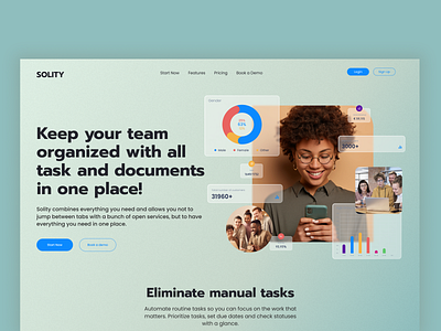 Team Management SAAS Landing Page design landing landing page main page management minimal saas saas landing page saas website team ui ui design ux