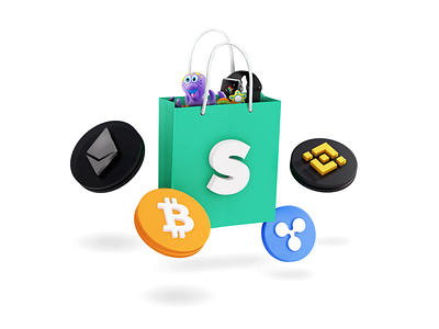 Shopping.io - Shopping bag crypto visual binance bitcoins branding btc crypto cryptocurrency eth ethereum illustration modern ripple shopping shopping app shopping bag ui