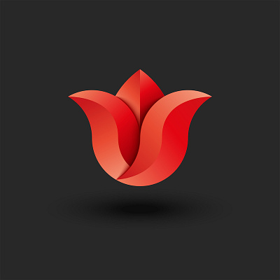 Holland tulip :) 3d art 3d logo beauty salon branding flower flower logo holland tulip logo design red flower red gradient red tulip shadows spa logo tulip tulip flower tulip logo vector yoga logo