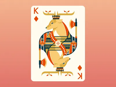 Quinn the Fox Playing Cards: King of Diamonds animals cards color colour cool cute deer flat design illustration king of diamonds nature playing cards stag