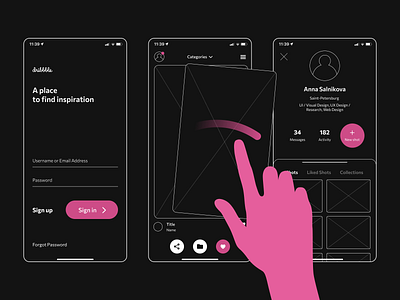 Concept/Prototype Dribbble app app app prototype concept mobile mobile app prototype ui ux