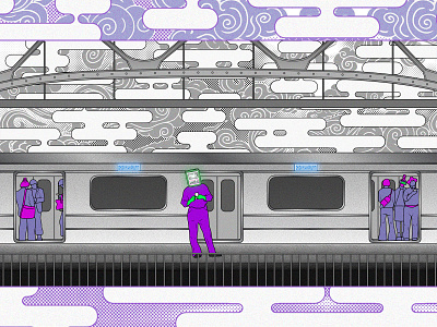 Metro animation city futuristic illustration kvachi metro scene train vector