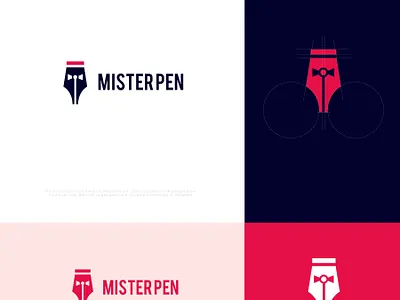 MISTER PEN bow education iconography logodesign minimalist pen simplicity