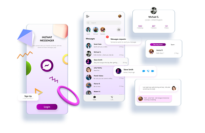 Messenger App Design animation app branding design icon illustration logo typography ui soft ui first design uidesign ux