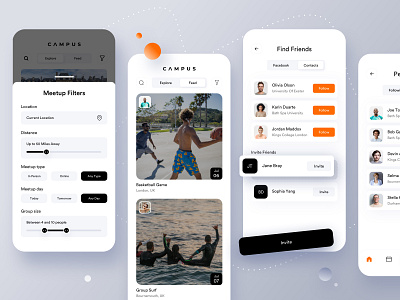 Campus - Meetup App app app design application application design branding event events app icon identity ios minimal product product design student app typography ui ux
