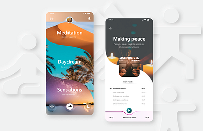 Meditation App animation app branding design icon illustration logo typography ui soft ui first design uidesign ux