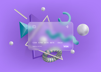 Glass Card illustration logo ui web