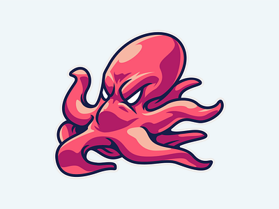 Red Octopus animal animal illustration animal logo availabledesign e sport e sports esport logo illustrator ink jelly lineart mascot ocean octopus red sea seal shark simple illustration squid