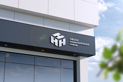 Heide handwerker haus logo ad logo logo design mockup outdoor