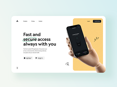 VPN landing page app dark theme design landing landing design landing page shot typography ui ux vpn website