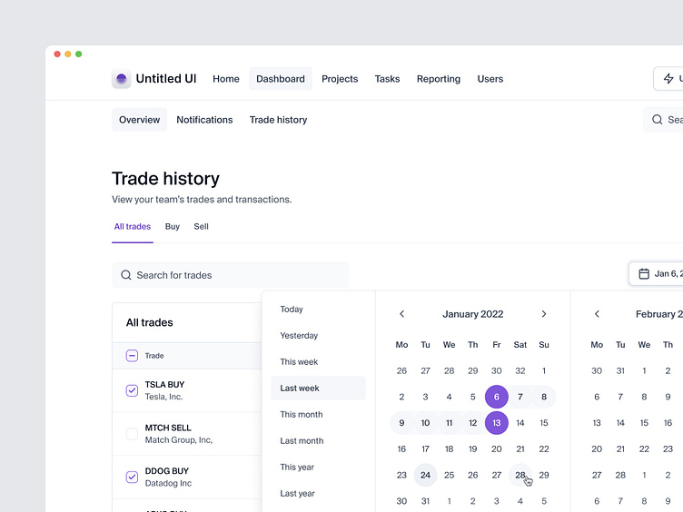 Trade history — Untitled UI by Jordan Hughes® on Dribbble