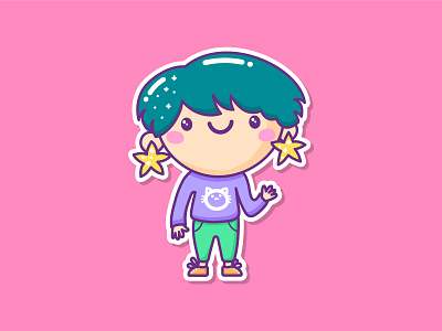 Lia adobe illustrator adobe illustrator cc bright colors cartoon cartoon character cartoon illustration cat cute illustration cuteart girl character girl illustration hello illustration kawaii kawaii art kawaii faces stars vector illustration wacom