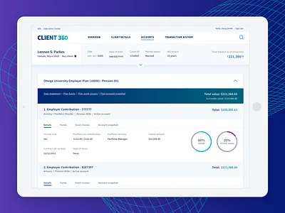 C360 Client service dashboard customer service dashboard enterprise enterprise software enterprise ux finance fintech