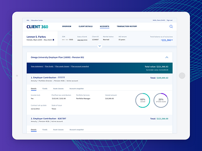 C360 Client service dashboard customer service dashboard enterprise enterprise software enterprise ux finance fintech